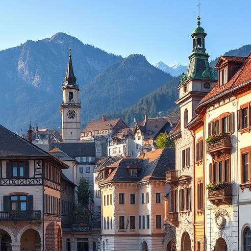 Historisches Bild der Innsbrucker Altstadt mit Blick auf die Berge, symbolisch f&uuml;r die Gr&uuml;ndung von Alpenblick Nachrichten.